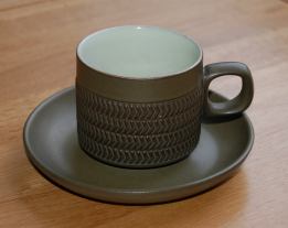 Denby Chevron (4 lines of chevrons) Cup and Saucer